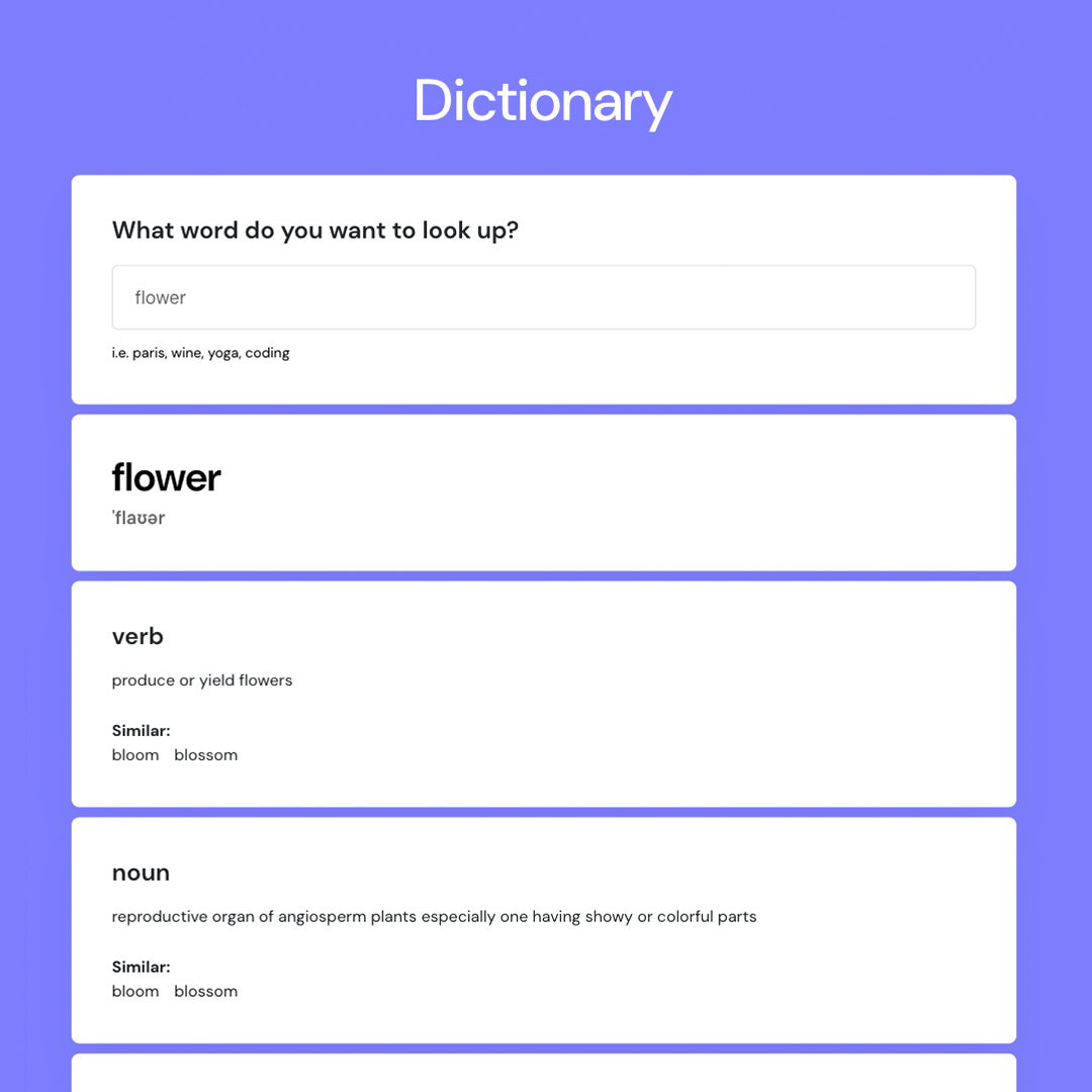 Dictionary App Project